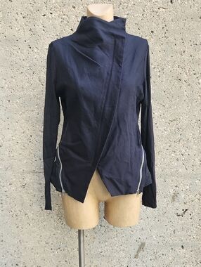 Art Point Asymmetrical Black Zip Detail Jacket
